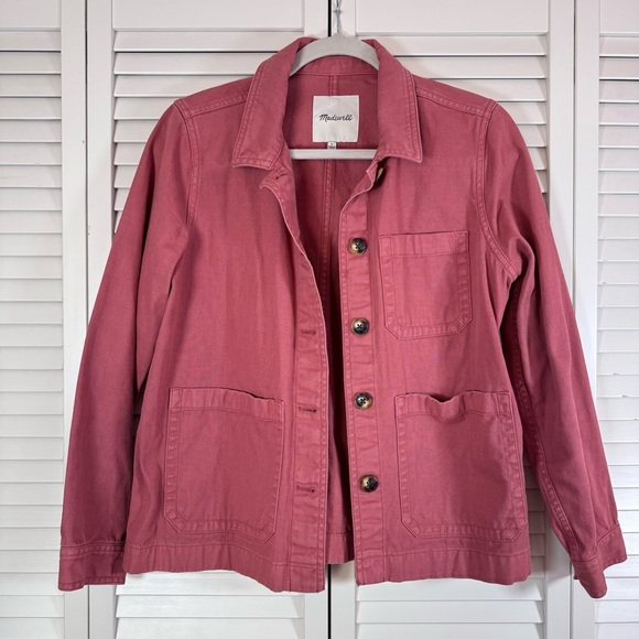 Madewell Garment-Dyed Ashwood Chore Coat Blazer Jacket Vintage Quartz Size Small - Picture 2 of 8